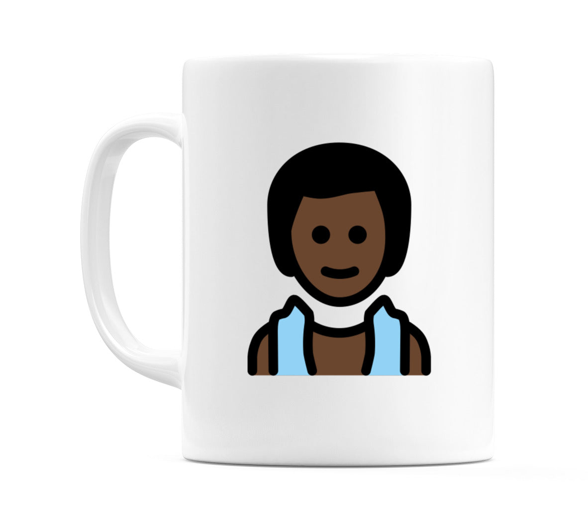 Male In Steamy Room: Dark Skin Tone Emoji Mug