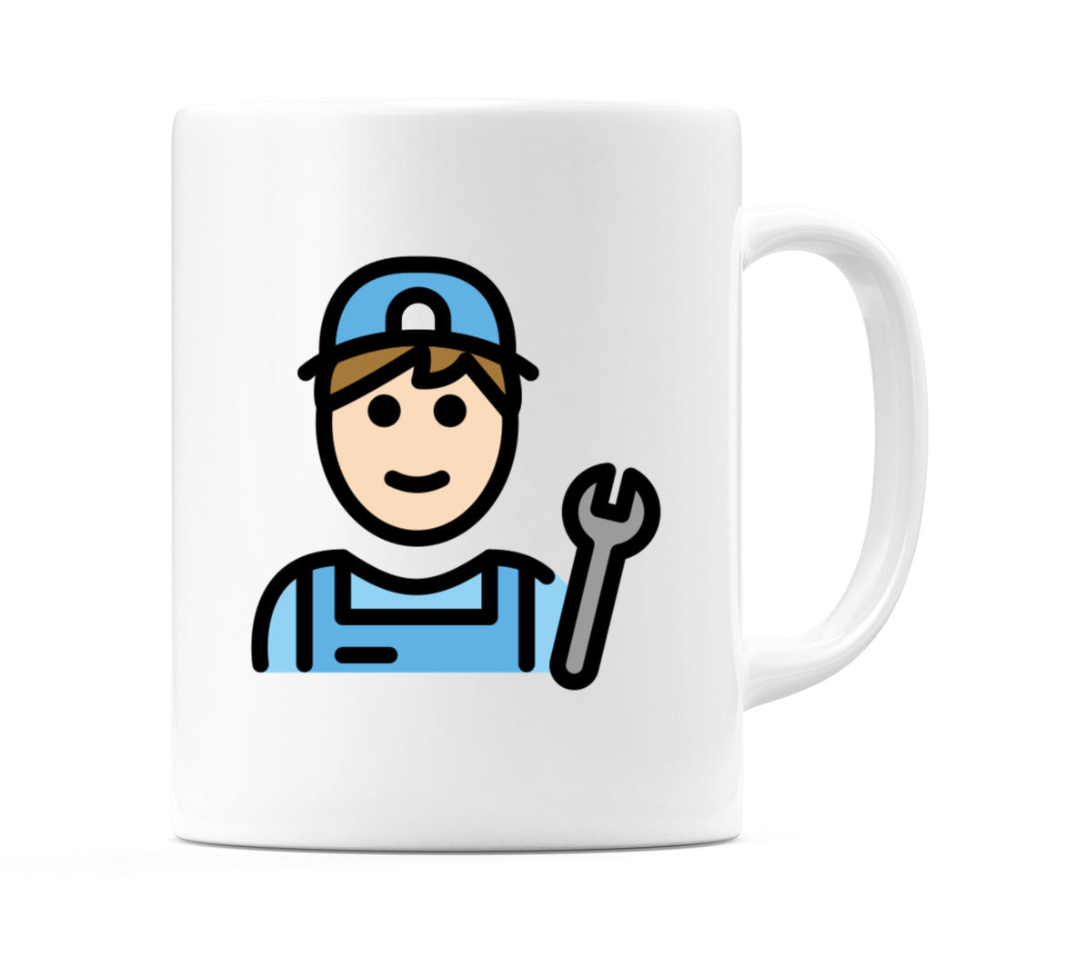 Male Mechanic: Light Skin Tone Emoji Mug