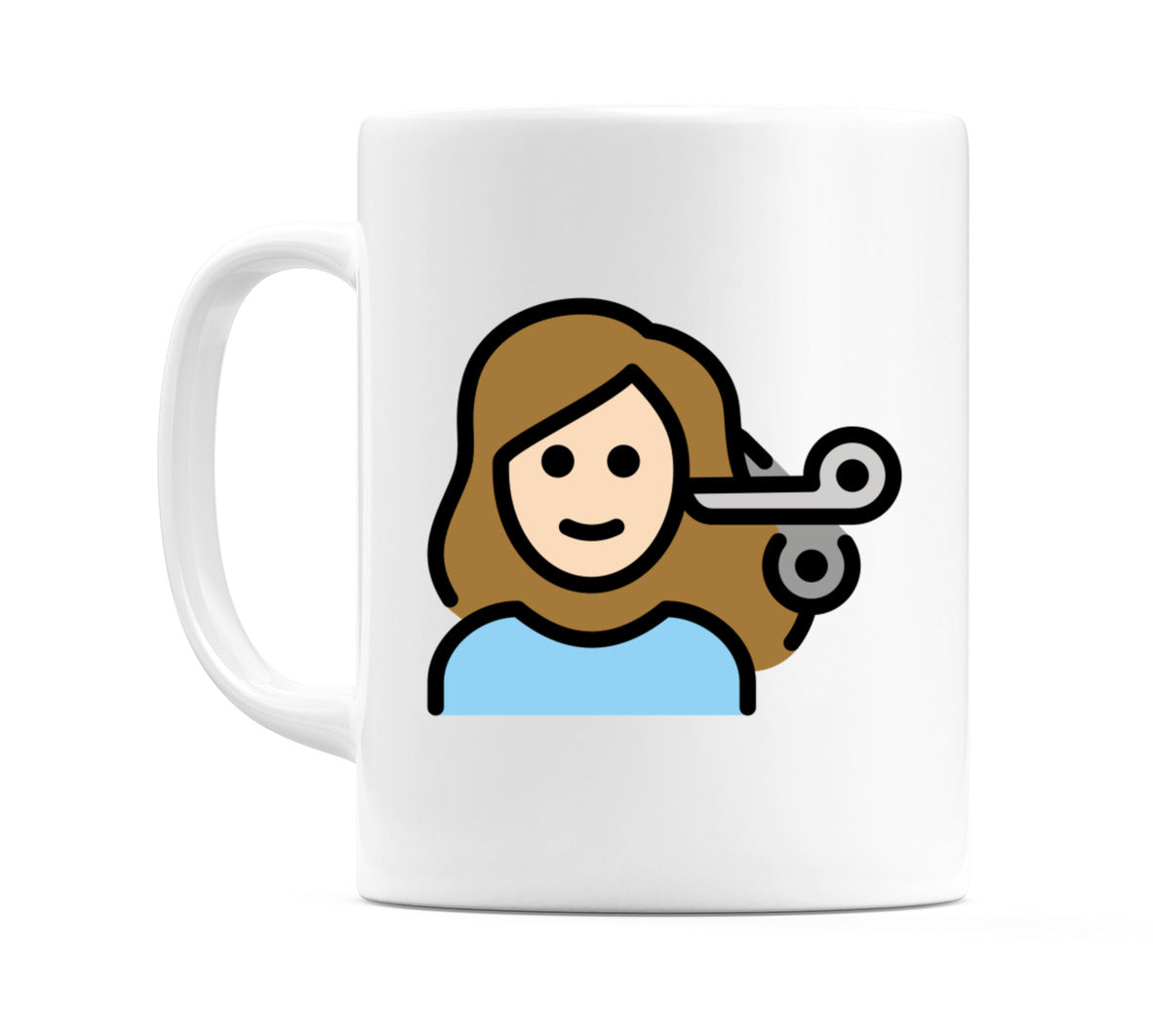 Female Getting Haircut: Light Skin Tone Emoji Mug