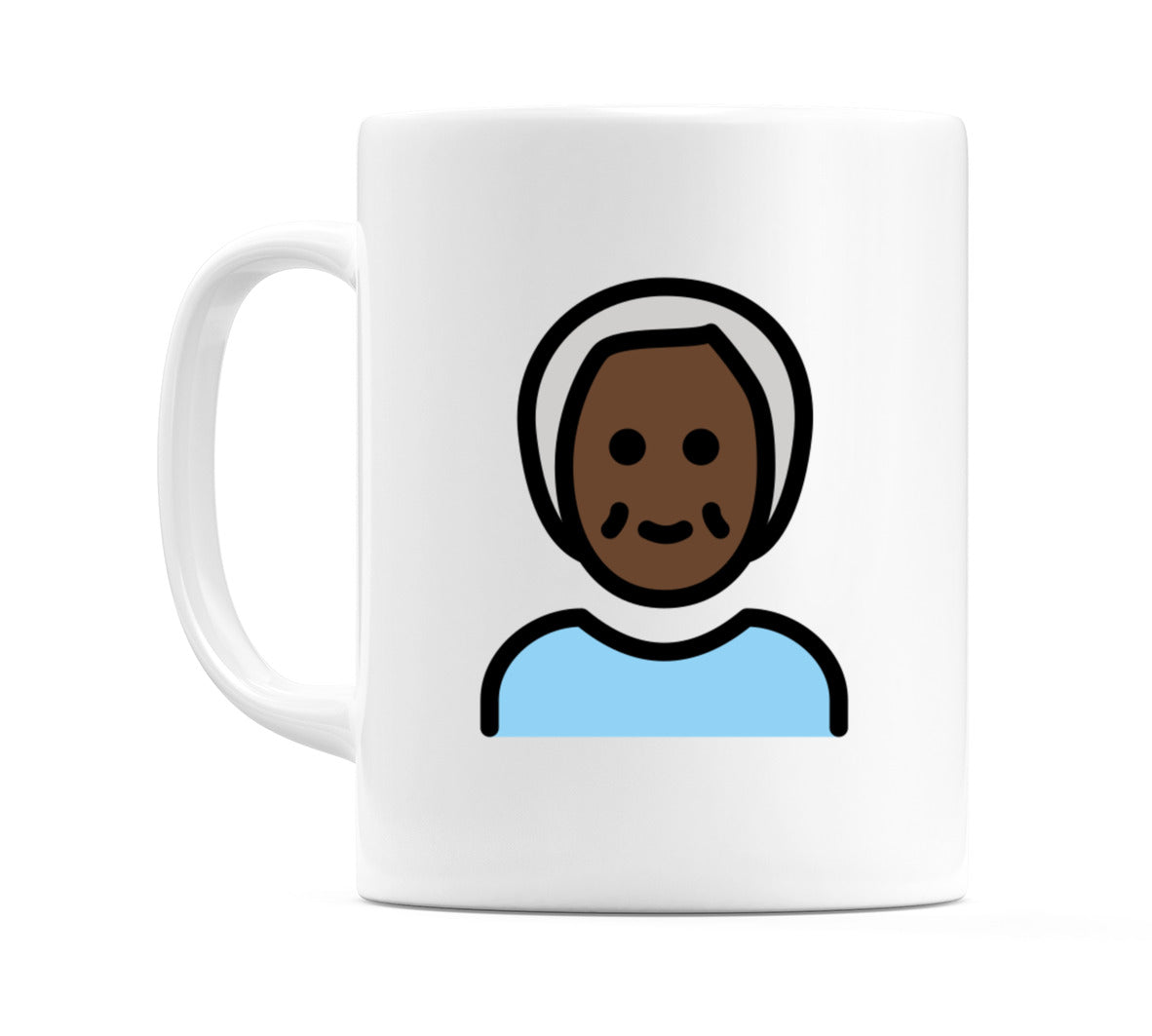 Older Person: Dark Skin Tone Emoji Mug