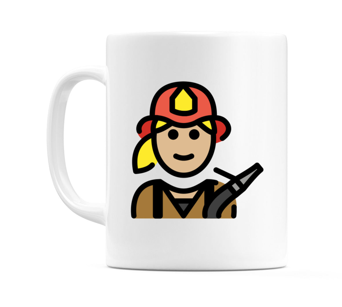 Female Firefighter: Medium-Light Skin Tone Emoji Mug