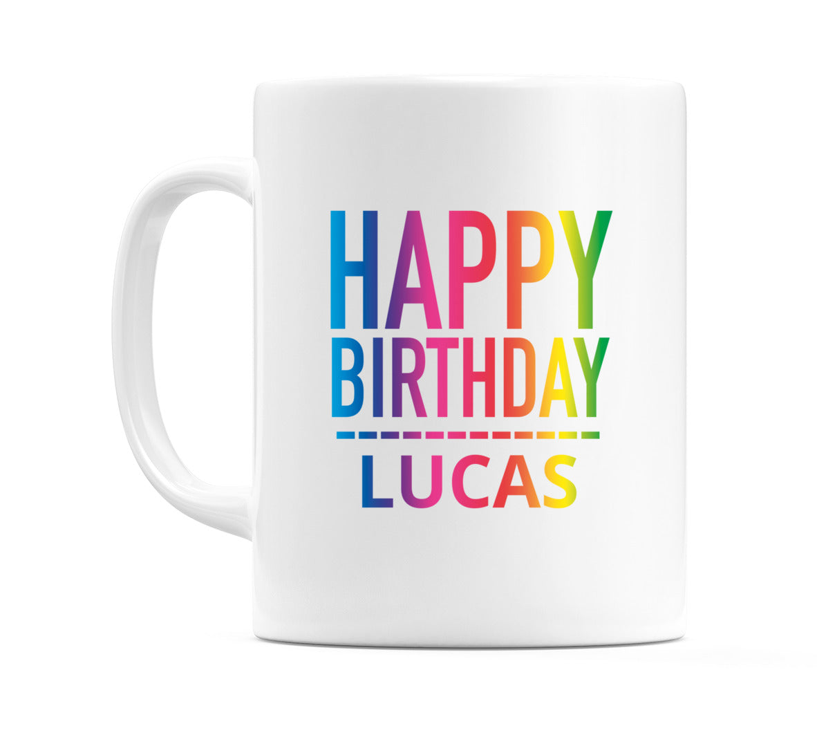 Happy Birthday Lucas (Rainbow) Mug Cup by WeDoMugs