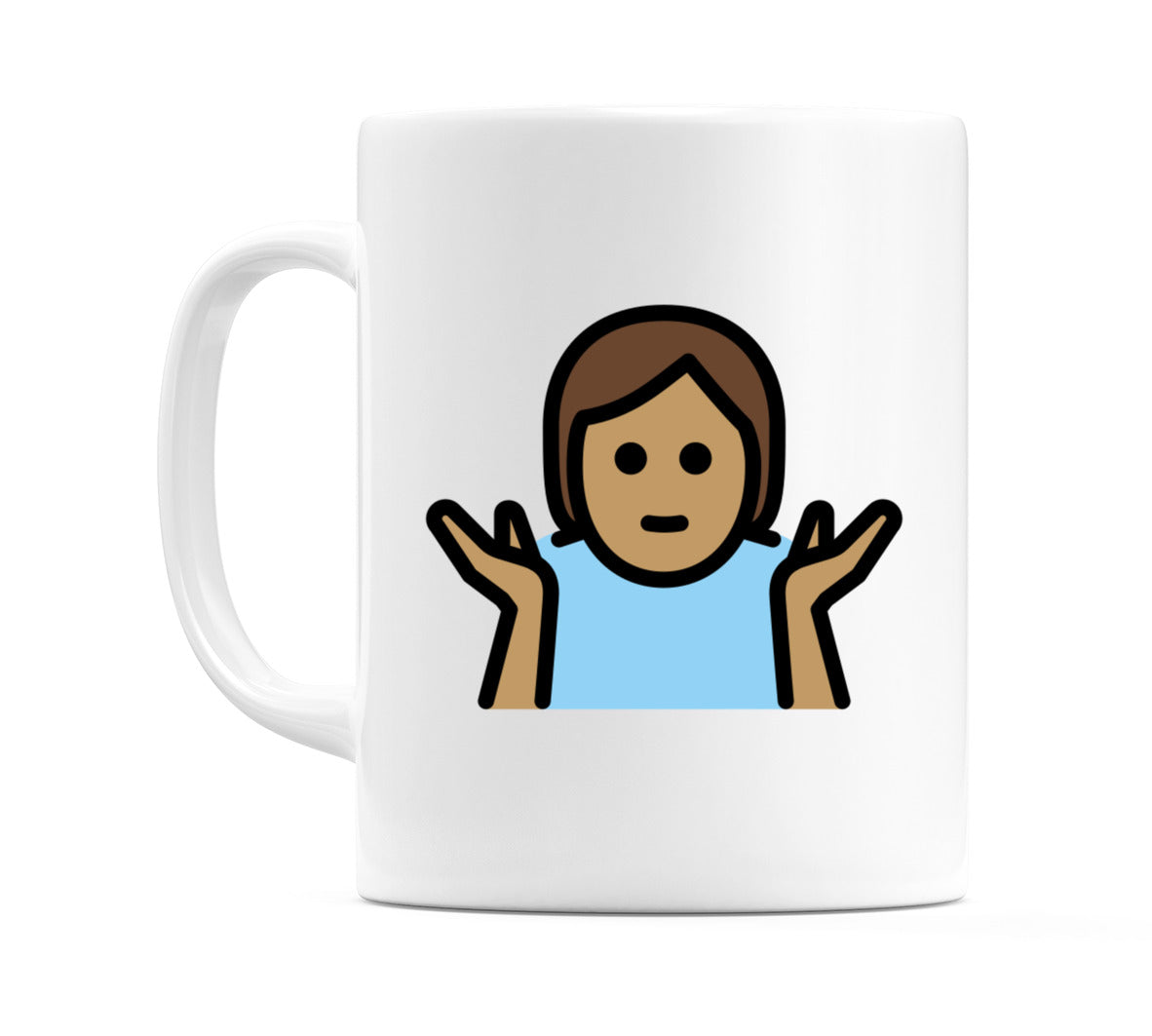 Person Shrugging: Medium Skin Tone Emoji Mug