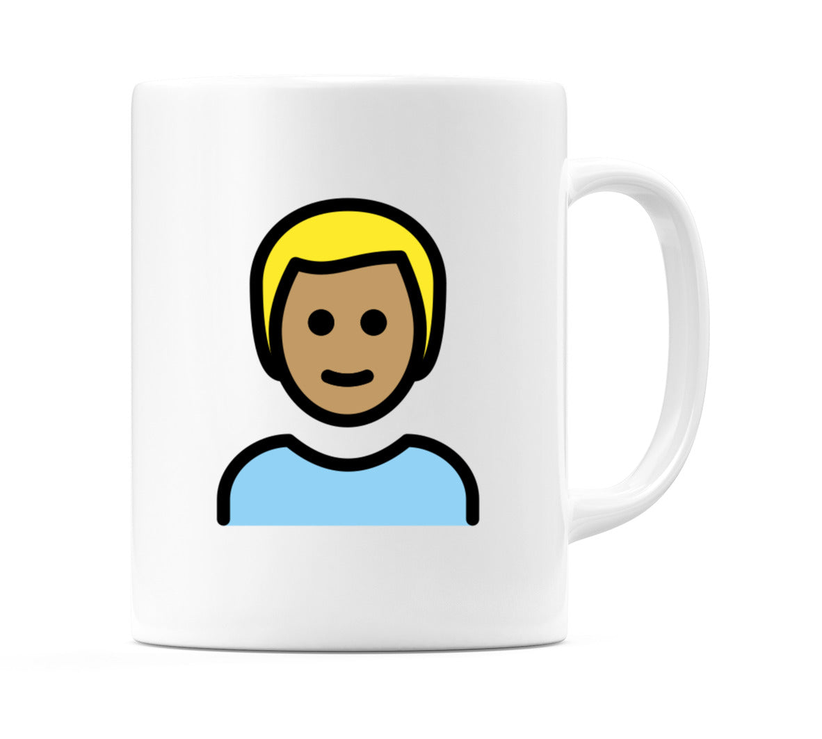 Male: Medium Skin Tone, Blond Hair Emoji Mug