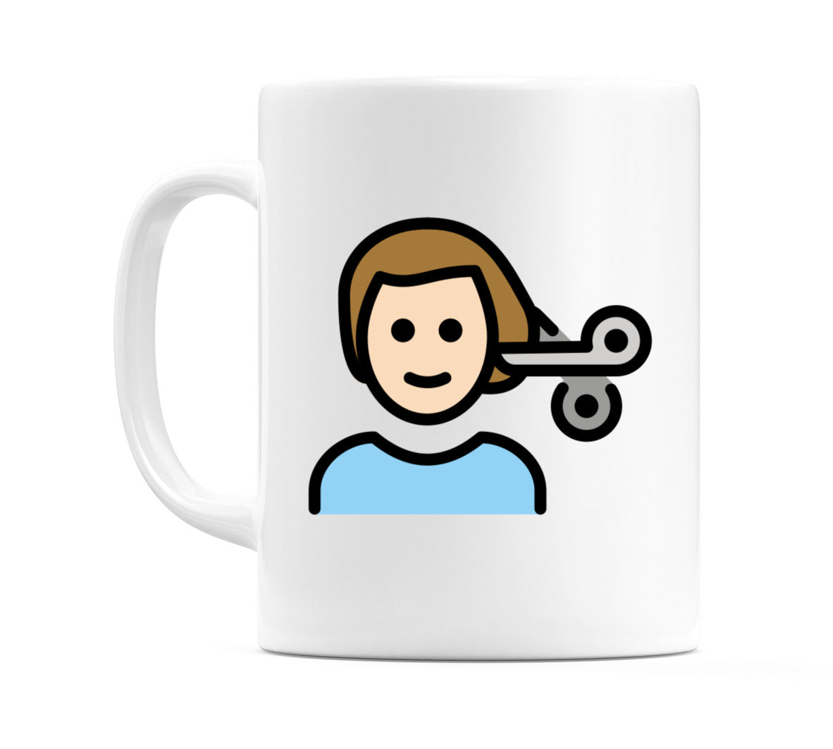 Male Getting Haircut: Light Skin Tone Emoji Mug