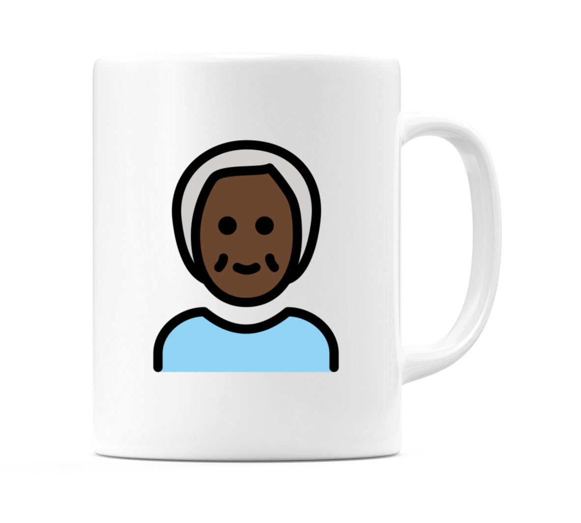 Older Person: Dark Skin Tone Emoji Mug