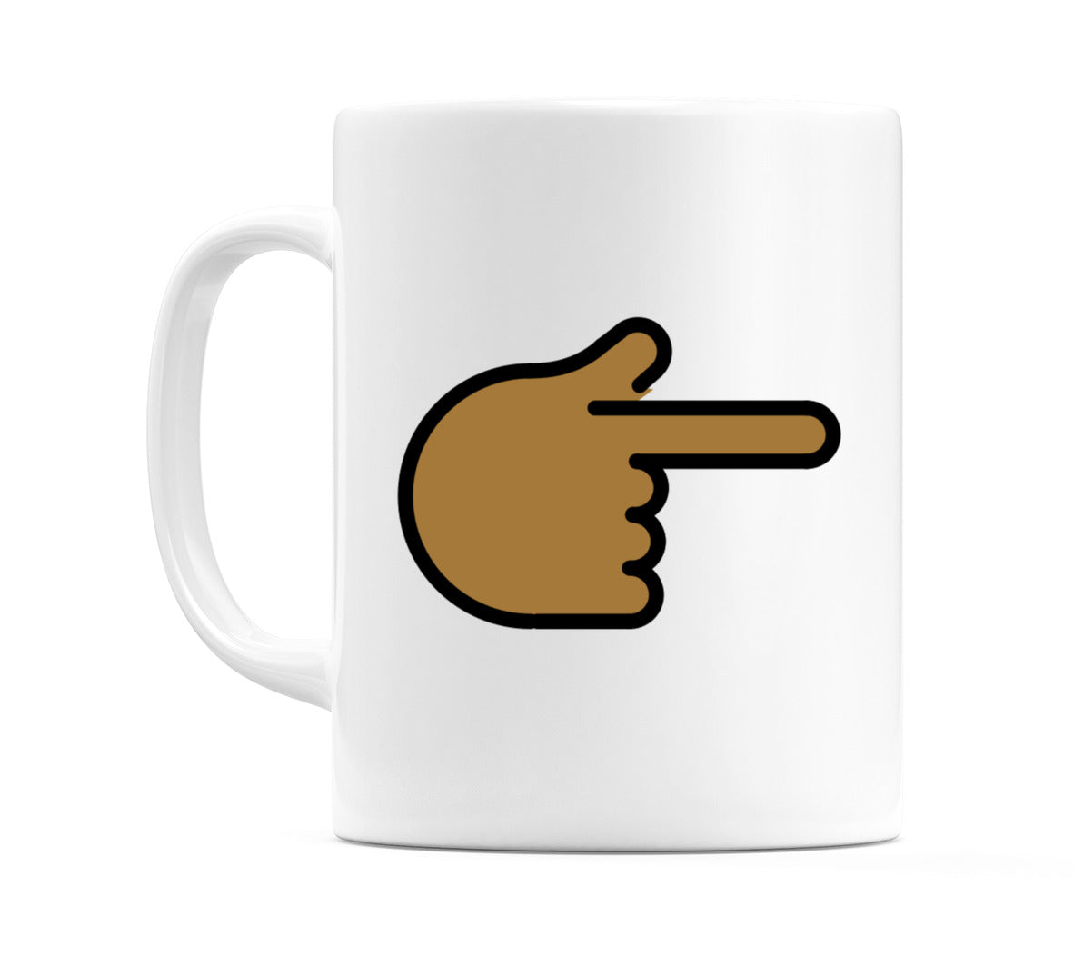 Backhand Index Pointing Right: Medium-Dark Skin Tone Emoji Mug