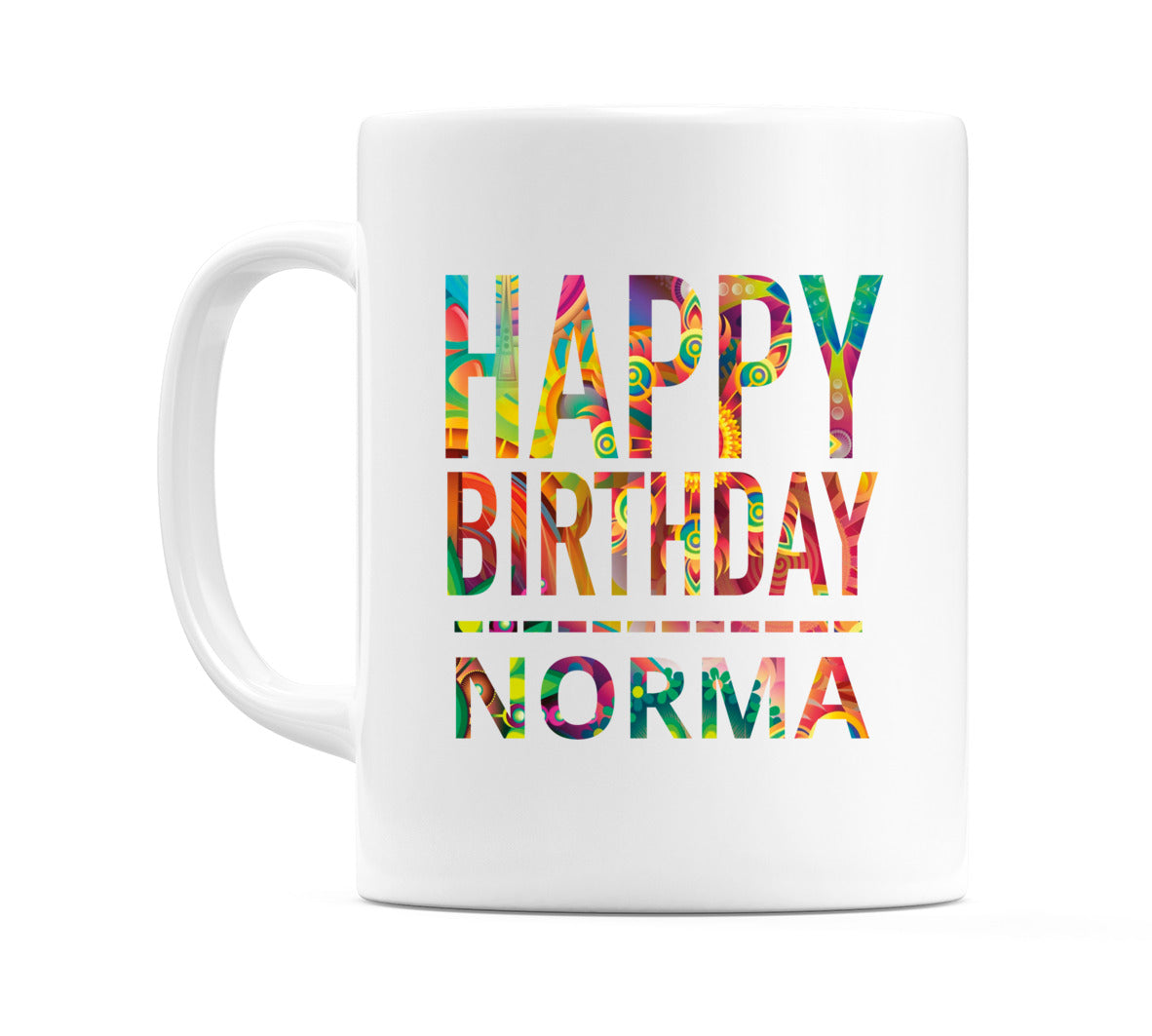 Happy Birthday Norma (Tie Dye Effect) Mug Cup by WeDoMugs