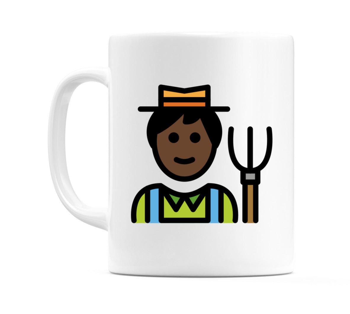 Male Farmer: Dark Skin Tone Emoji Mug