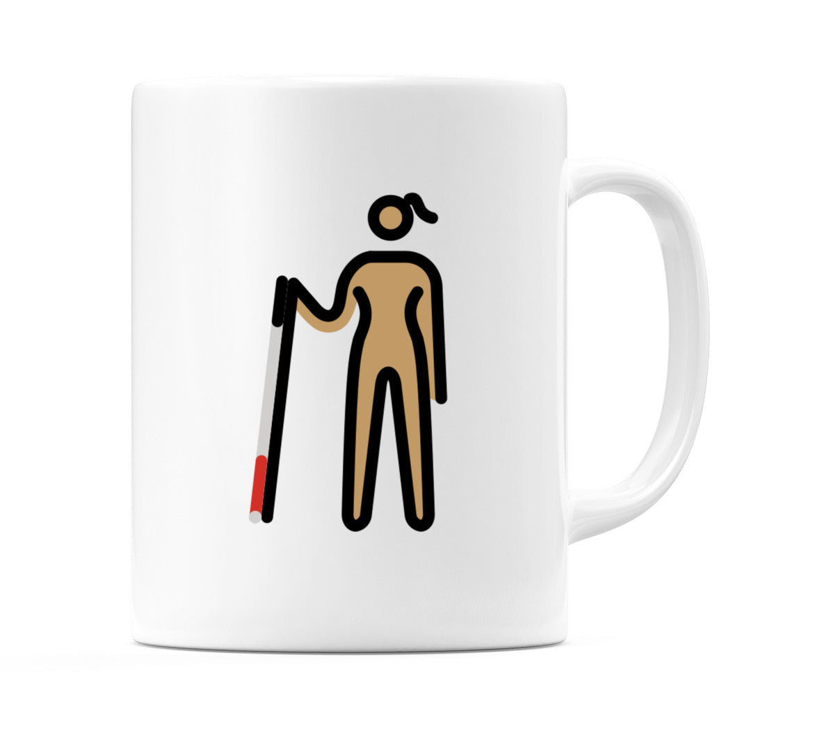 Female With Probing Cane: Medium Skin Tone Emoji Mug