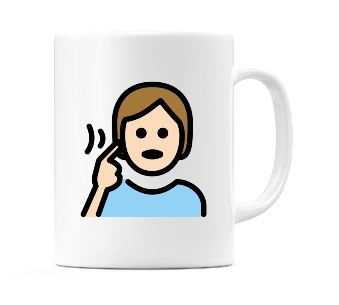Deaf Person: Light Skin Tone Emoji Mug