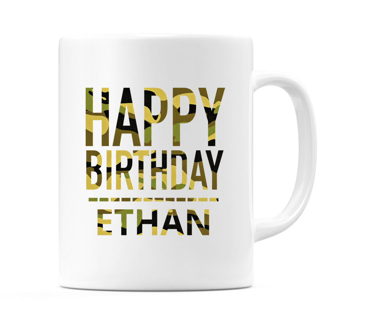 Happy Birthday Ethan (Camo) Mug Cup by WeDoMugs