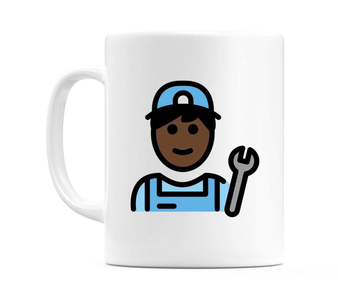 Male Mechanic: Dark Skin Tone Emoji Mug