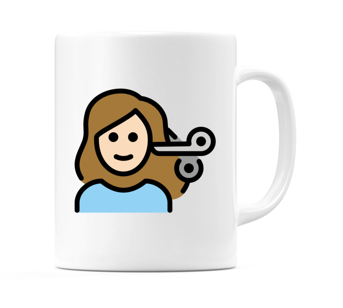 Female Getting Haircut: Light Skin Tone Emoji Mug