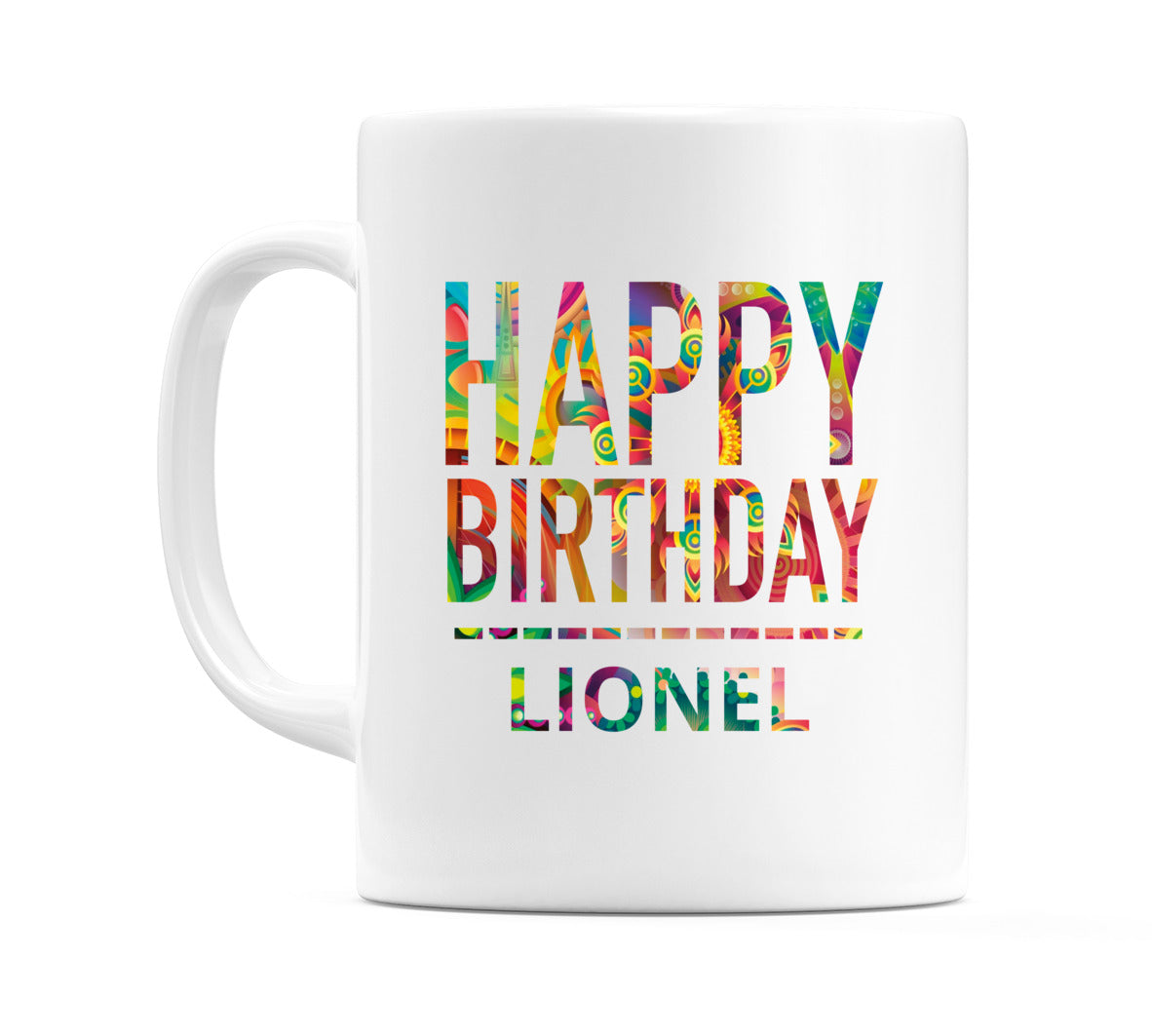 Happy Birthday Lionel (Tie Dye Effect) Mug Cup by WeDoMugs