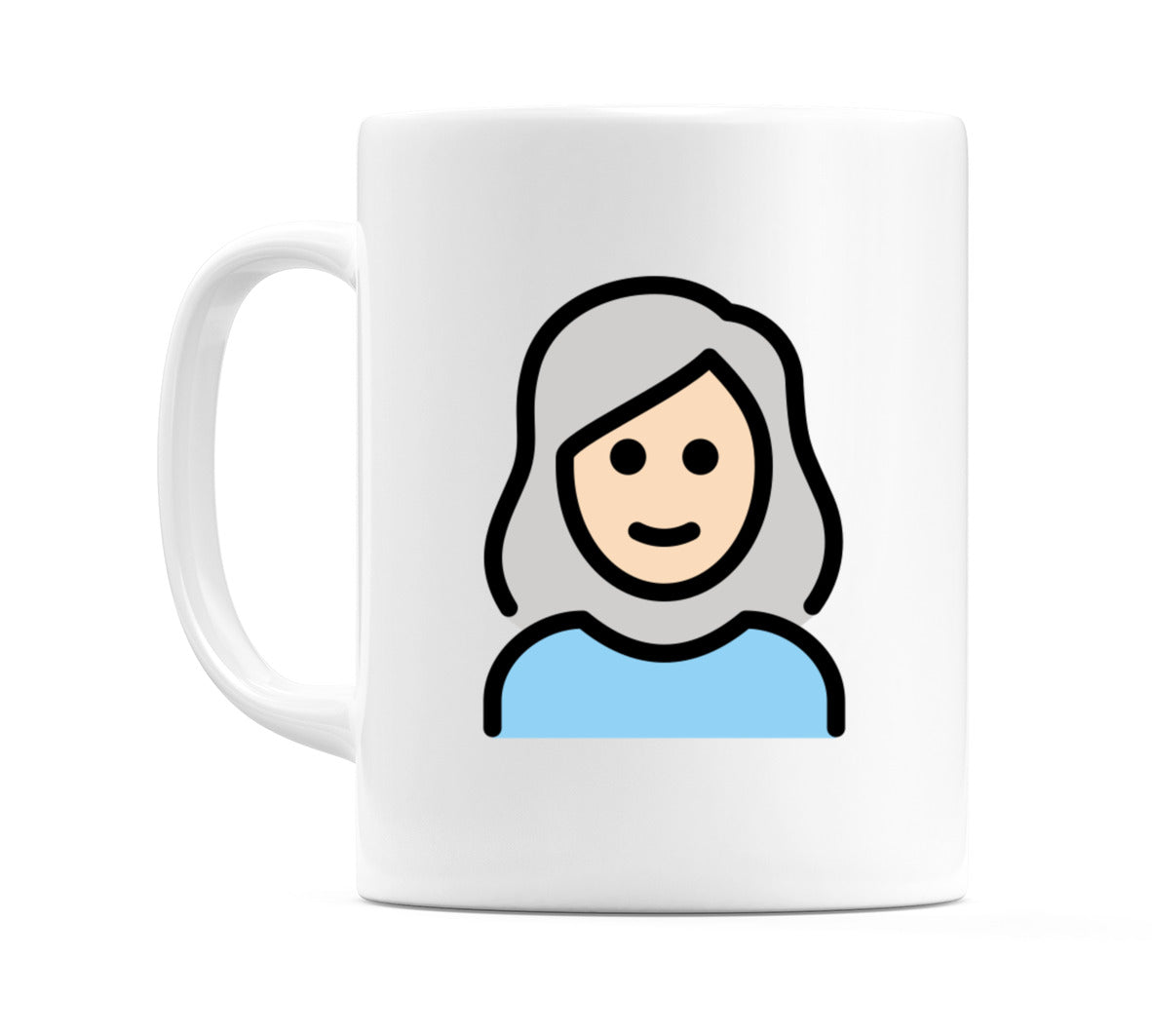 Female: Light Skin Tone, White Hair Emoji Mug