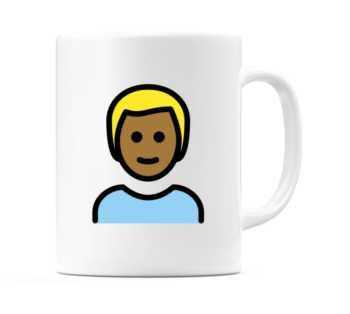 Male: Medium-Dark Skin Tone, Blond Hair Emoji Mug