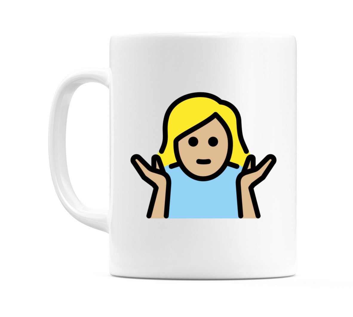Female Shrugging: Medium-Light Skin Tone Emoji Mug