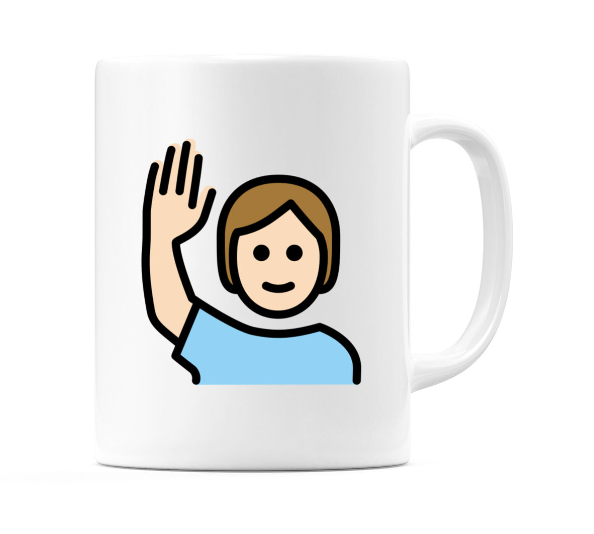Person Raising Hand: Light Skin Tone Emoji Mug