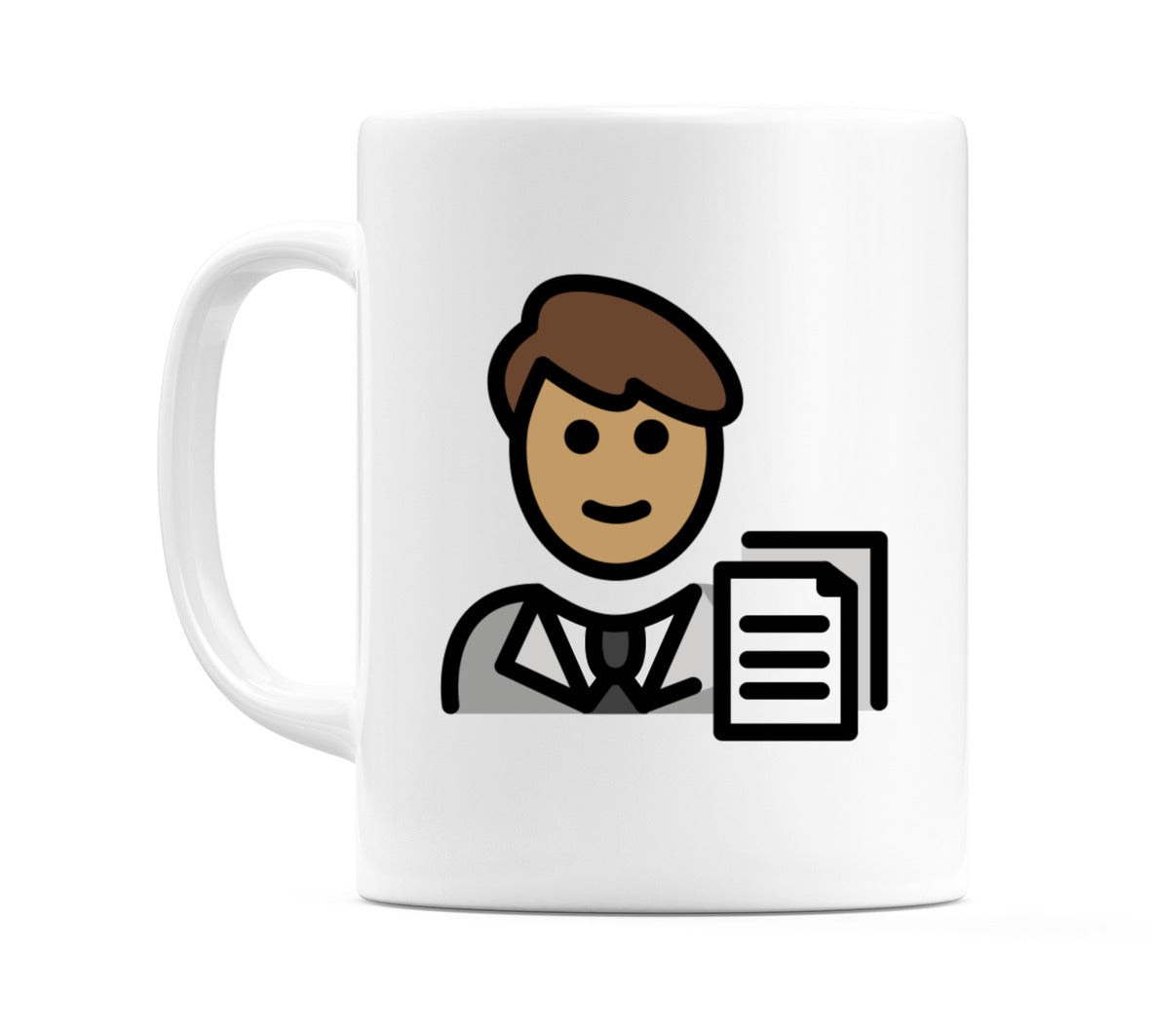 Male Office Worker: Medium Skin Tone Emoji Mug