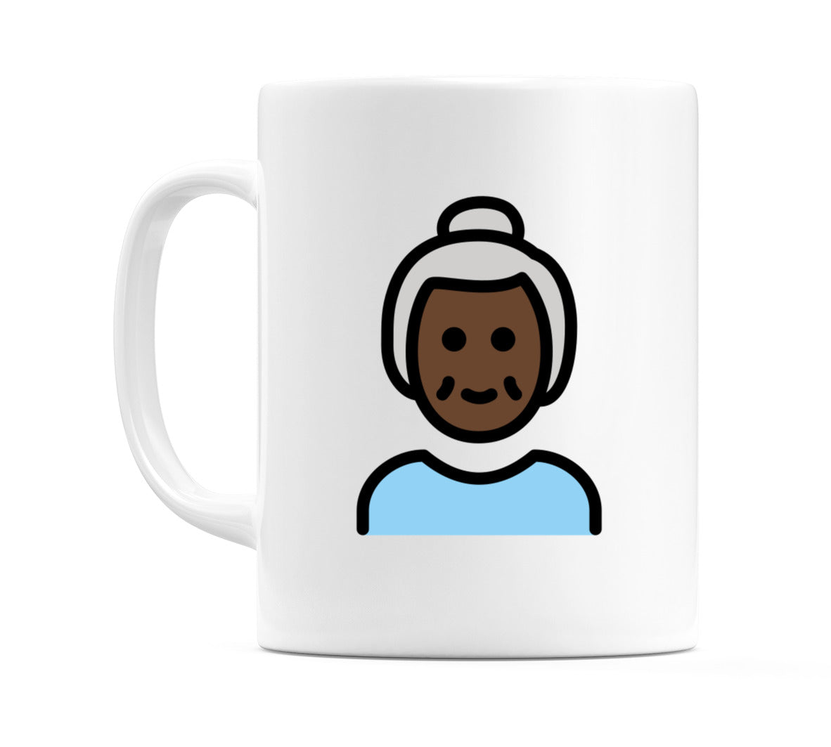 Old Female: Dark Skin Tone Emoji Mug