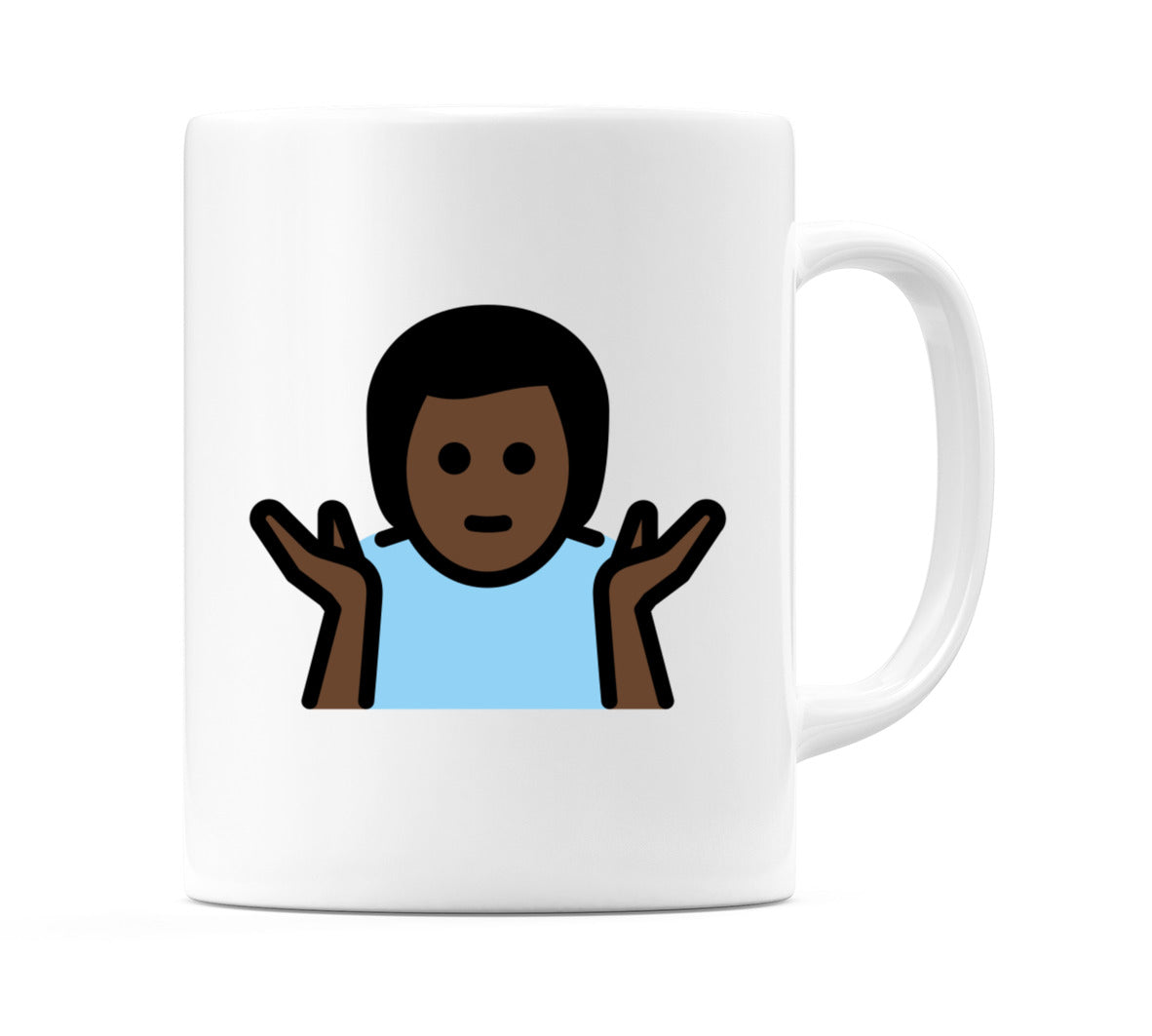 Male Shrugging: Dark Skin Tone Emoji Mug