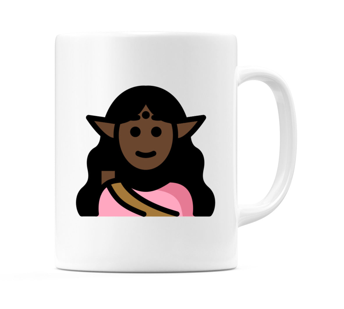 Female Elf: Dark Skin Tone Emoji Mug