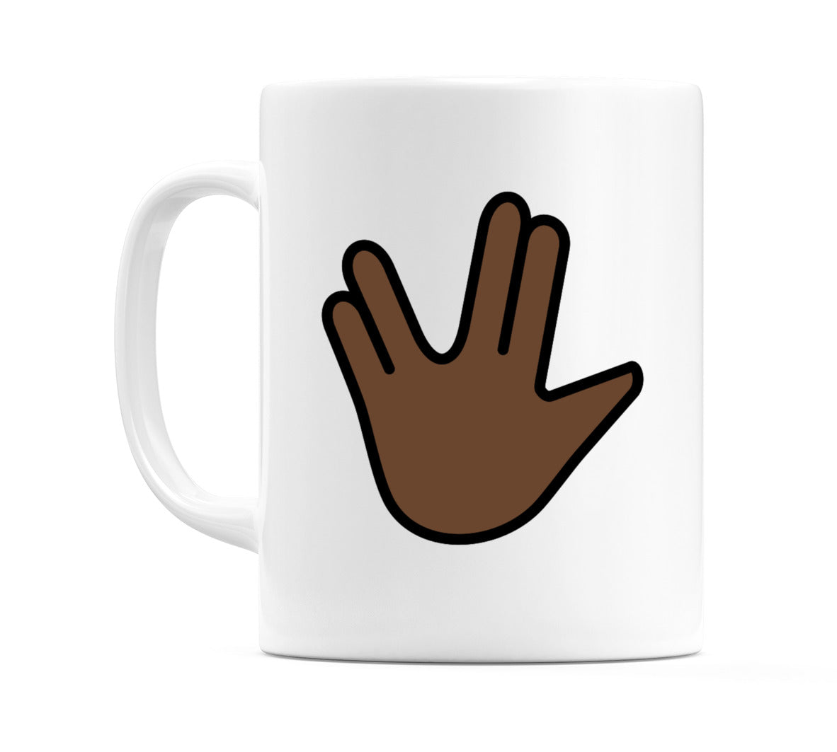 Vulcan Salute: Dark Skin Tone Emoji Mug