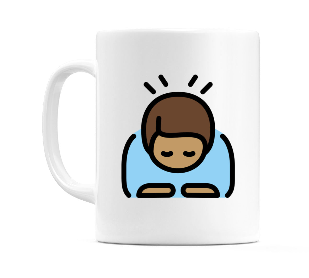 Male Bowing: Medium Skin Tone Emoji Mug