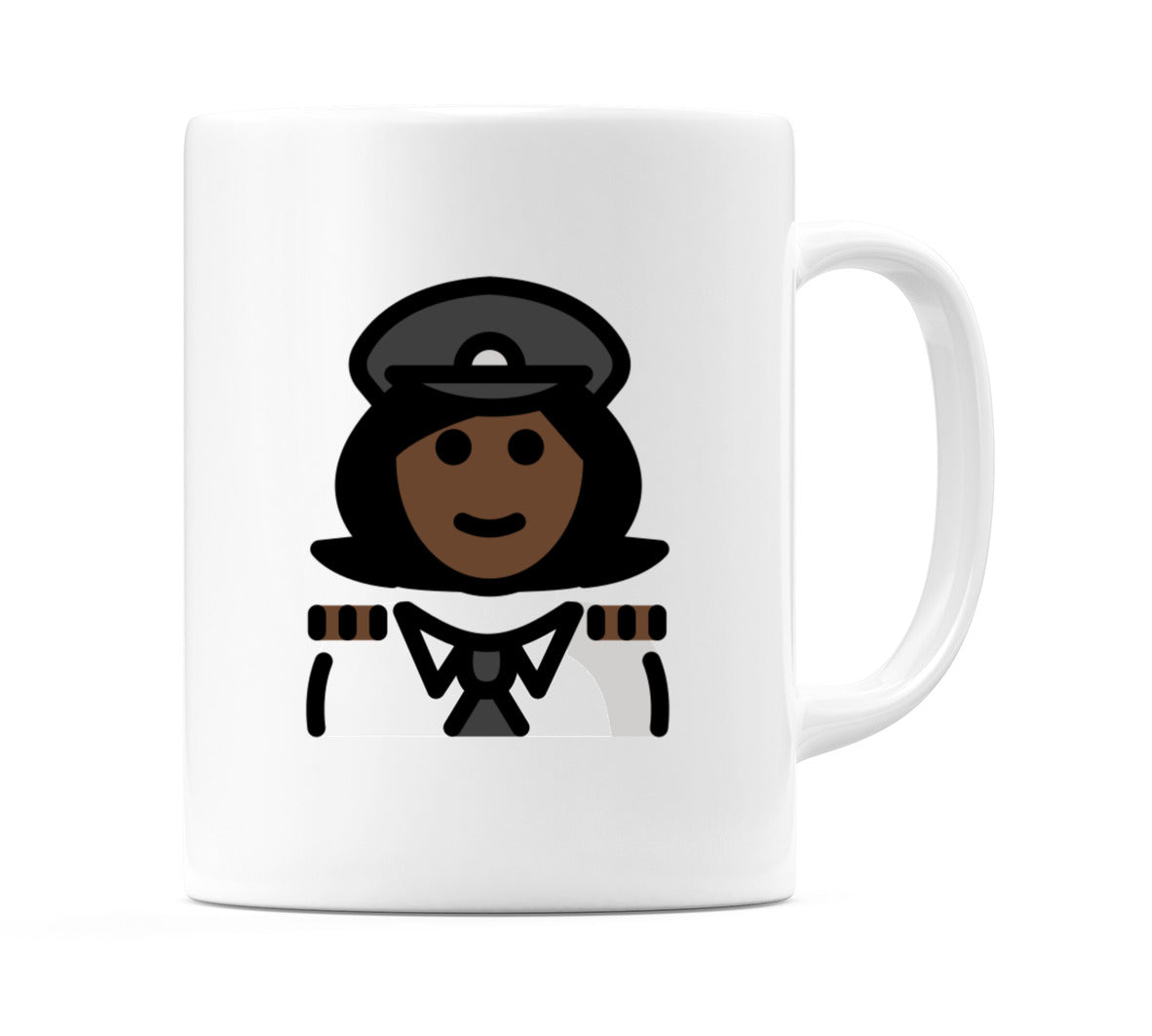 Female Pilot: Dark Skin Tone Emoji Mug